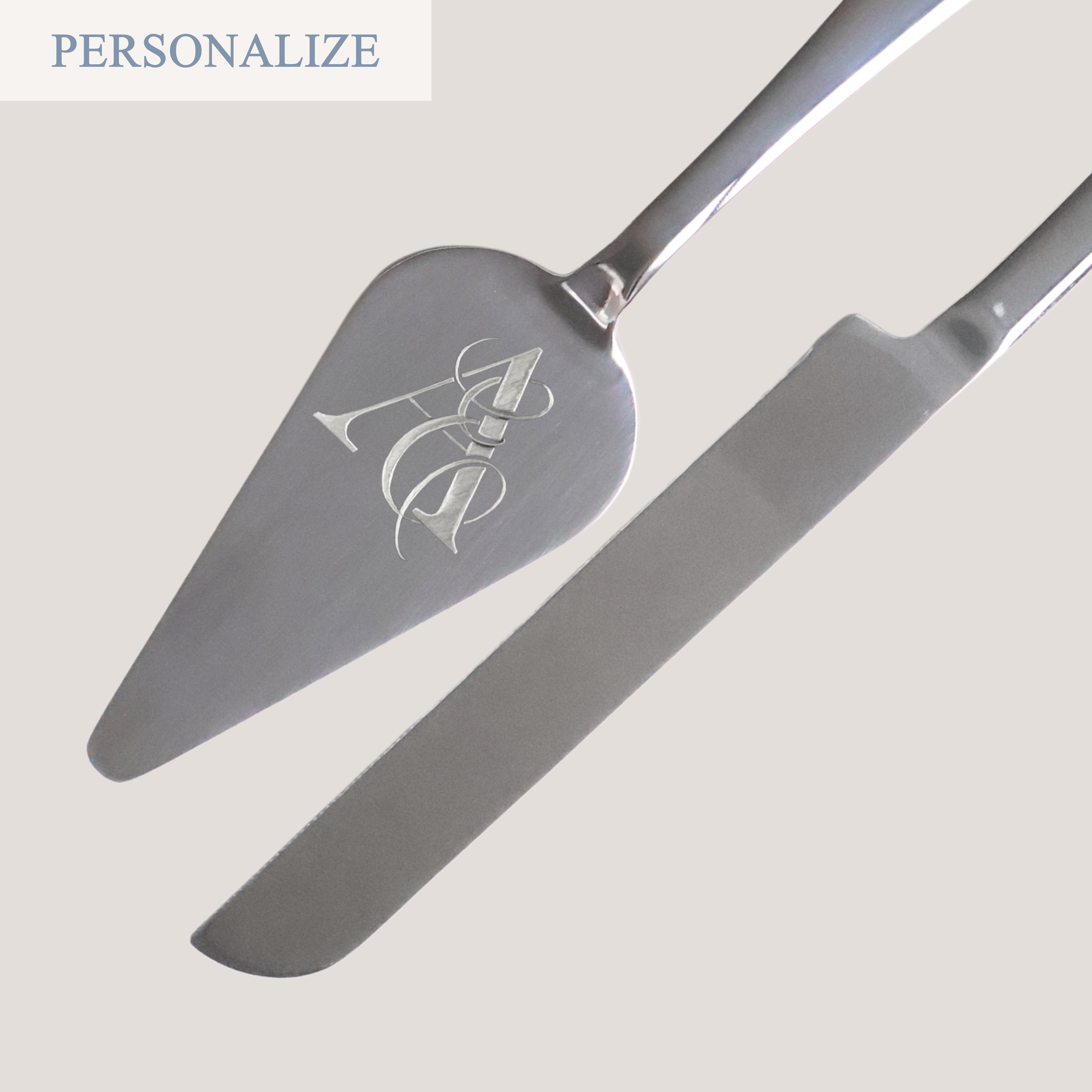 CAKE KNIFE & SERVER SET (MONOGRAM)