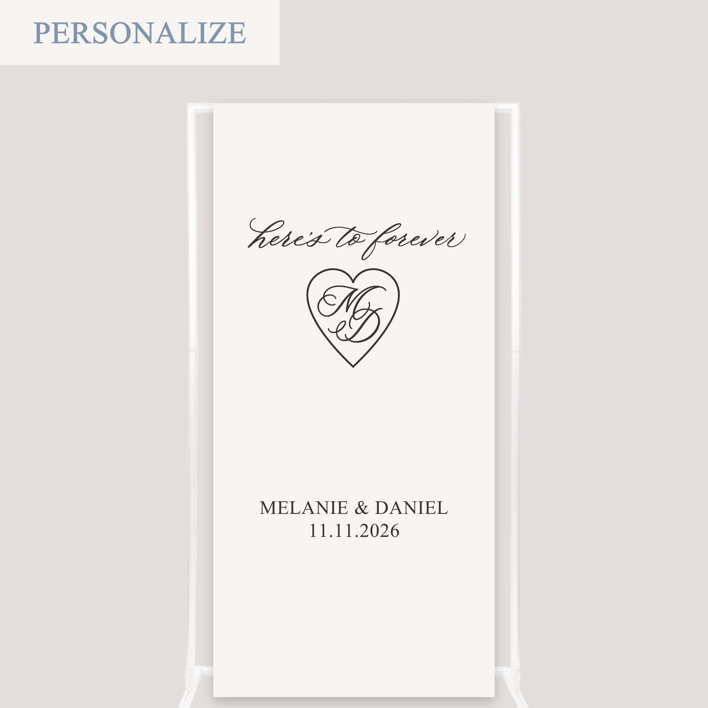 'HERE'S TO FOREVER' LINEN SIGN