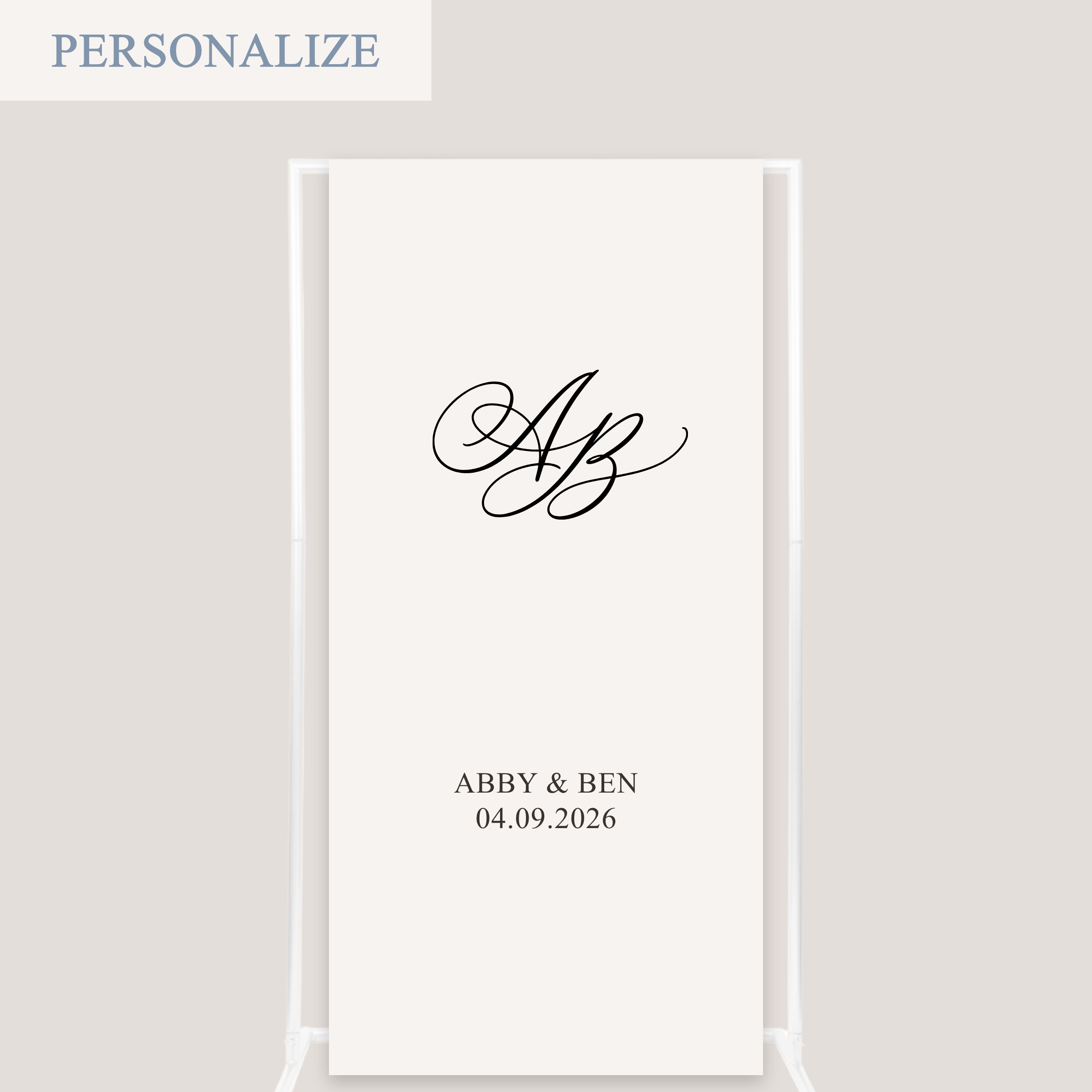 FLOURISHED MONOGRAM LINEN SIGN