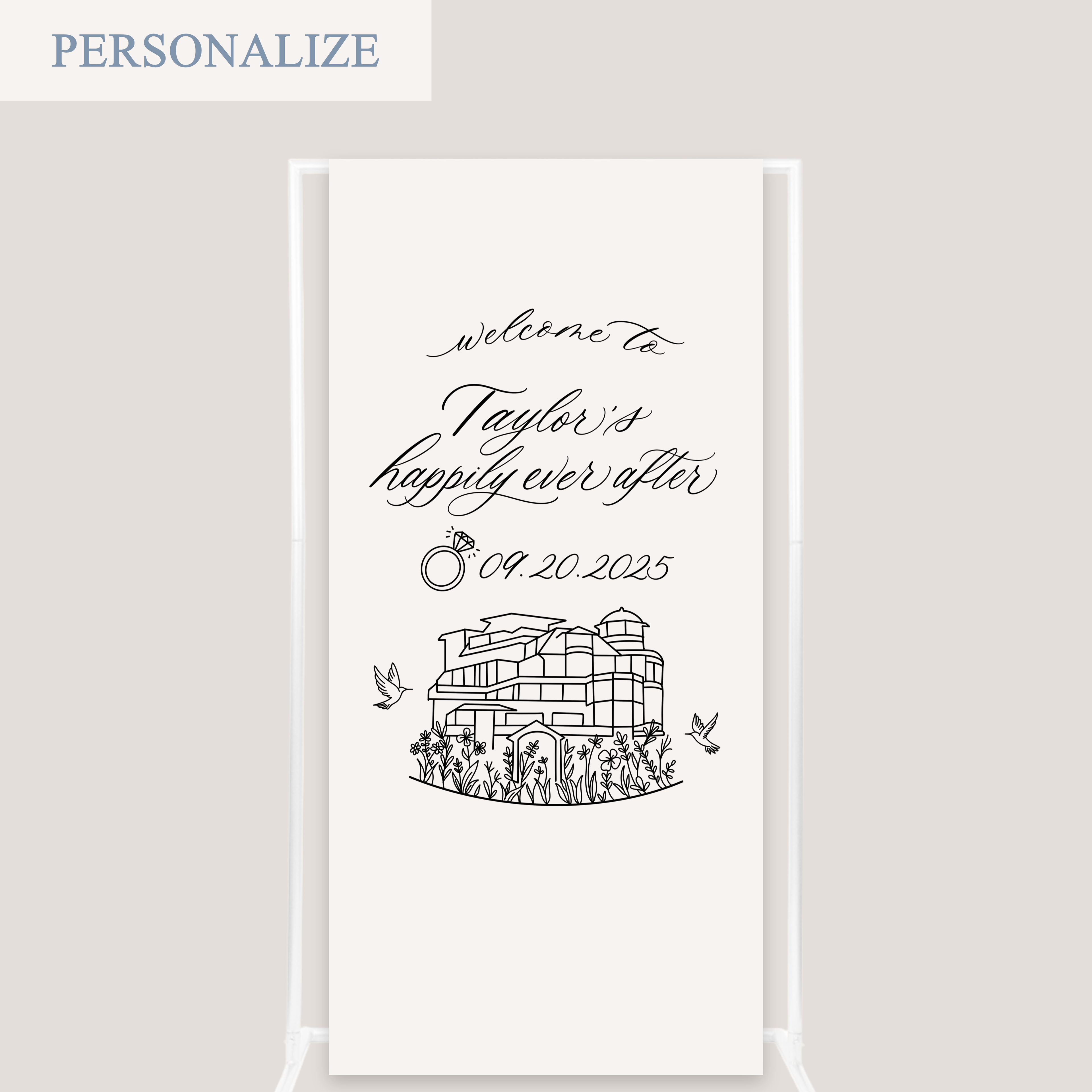 VENUE ILLUSTRATION LINEN SIGN