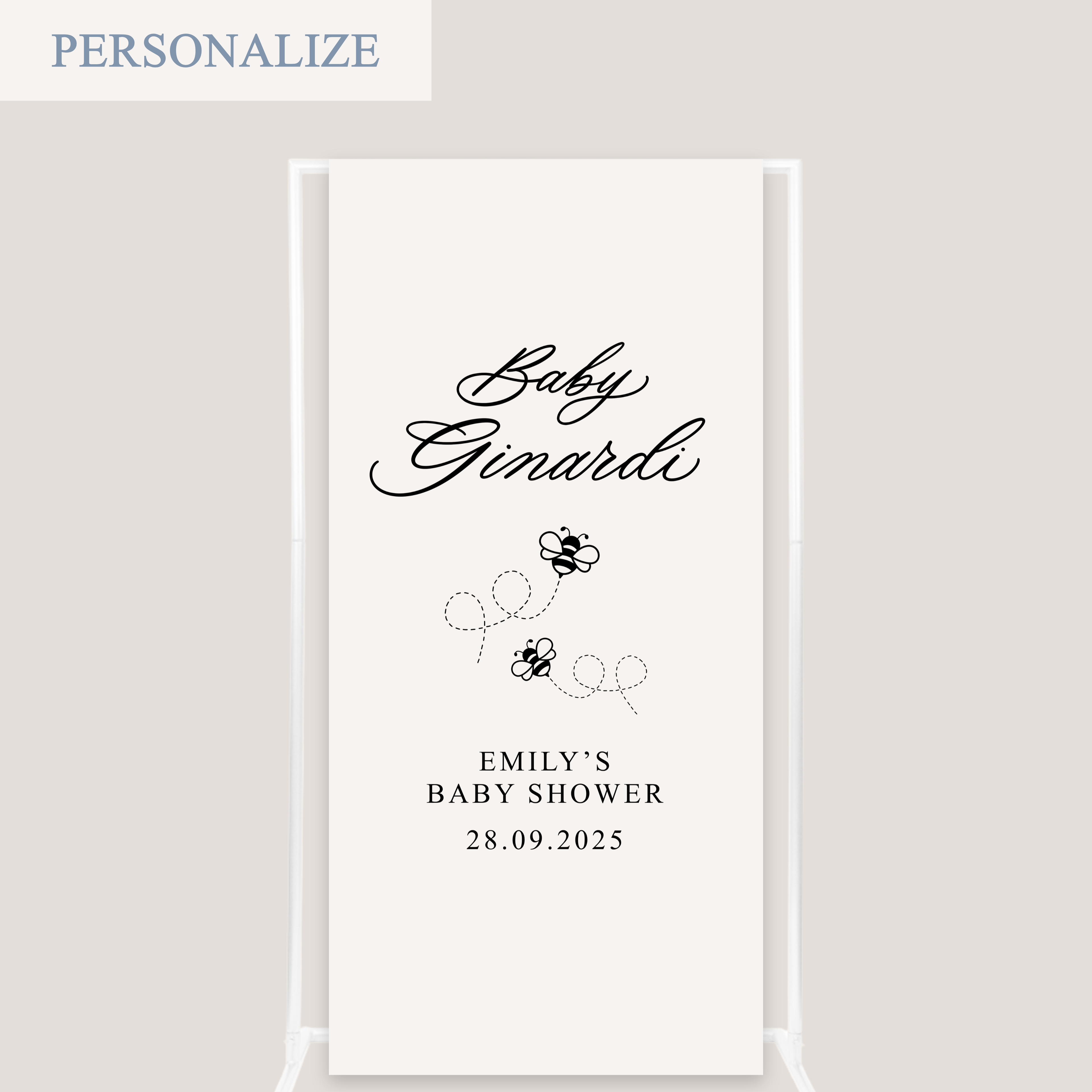 HONEY BEE BABY SHOWER LINEN SIGN