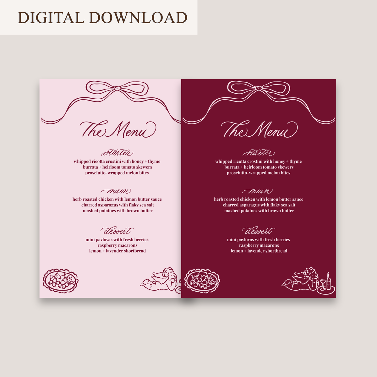 CUPID'S CALLING MENU DIGITAL DOWNLOAD