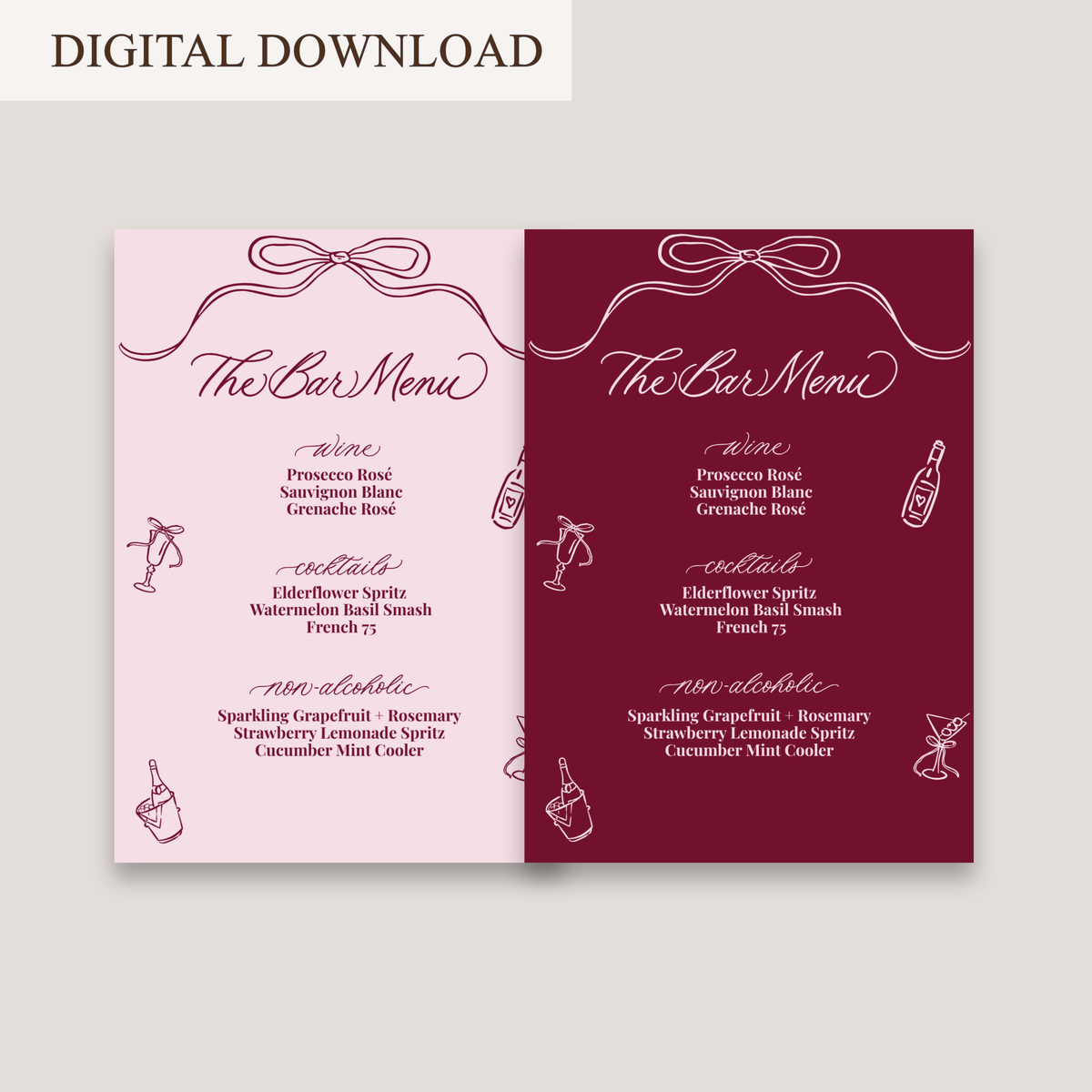 CUPID'S CALLING BAR MENU DIGITAL DOWNLOAD