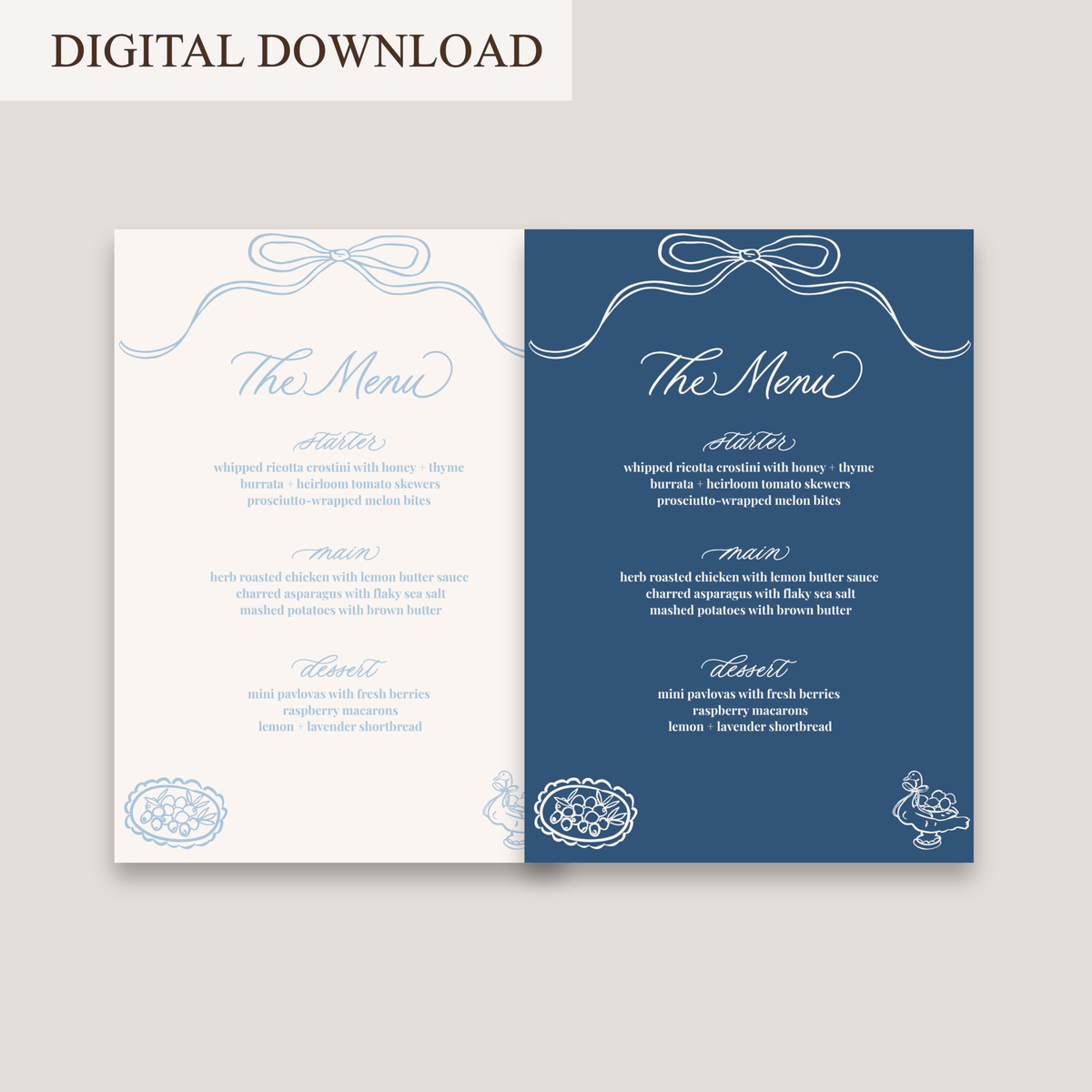 SWAN SOIREE MENU DIGITAL DOWNLOAD