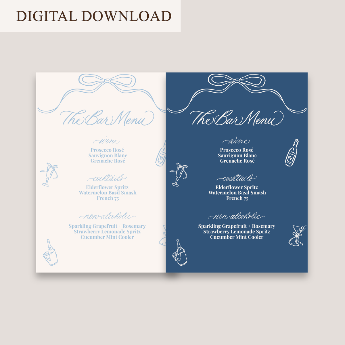 SWAN SOIREE BAR MENU DIGITAL DOWNLOAD