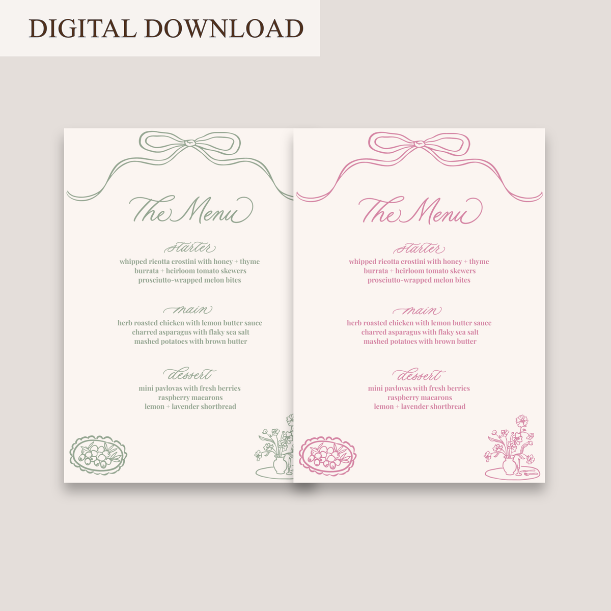 SECRET GARDEN MENU DIGITAL DOWNLOAD