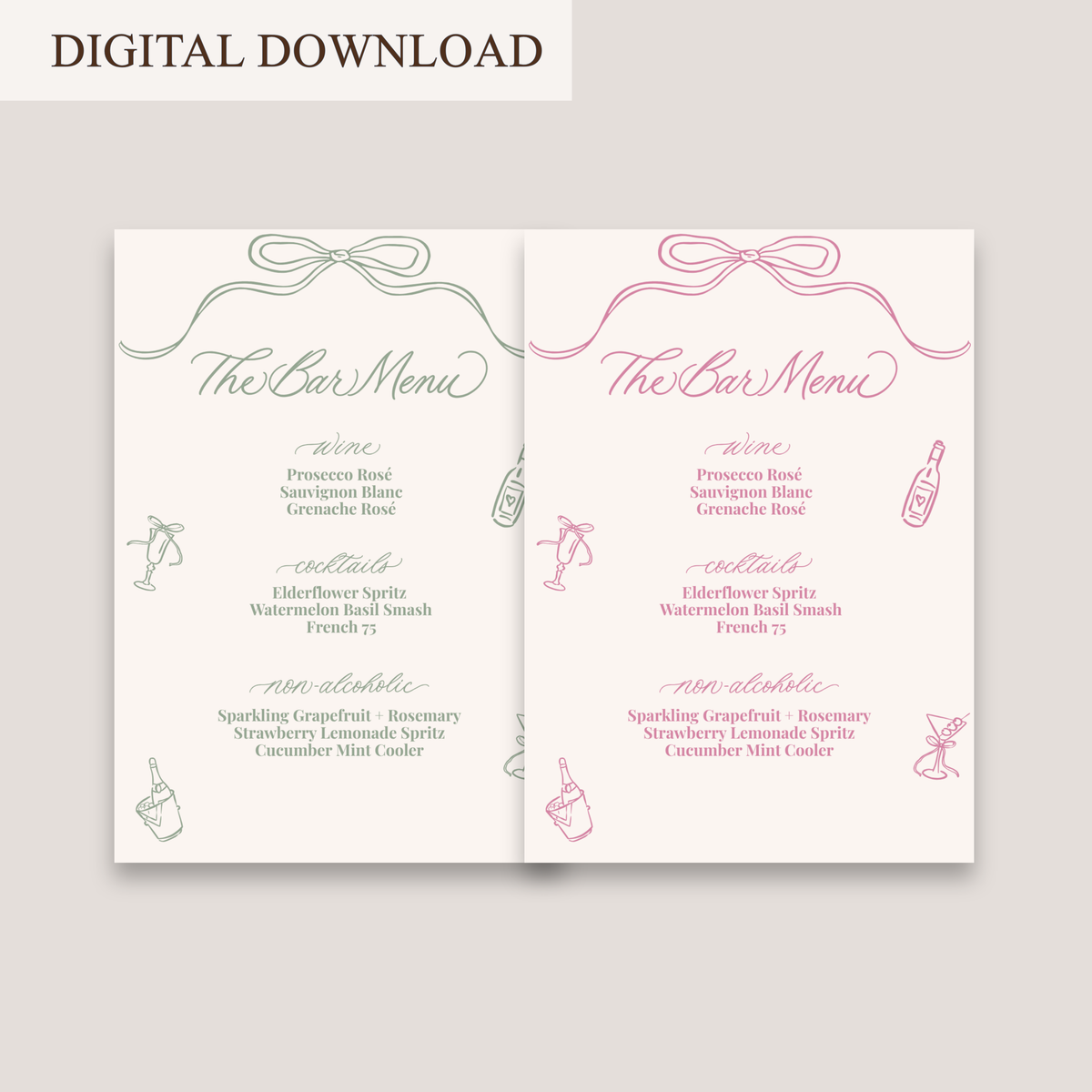 SECRET GARDEN BAR MENU DIGITAL DOWNLOAD