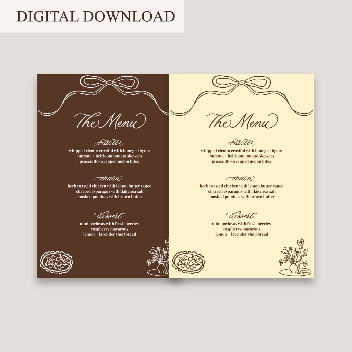 BUTTER HALF MENU DIGITAL DOWNLOAD