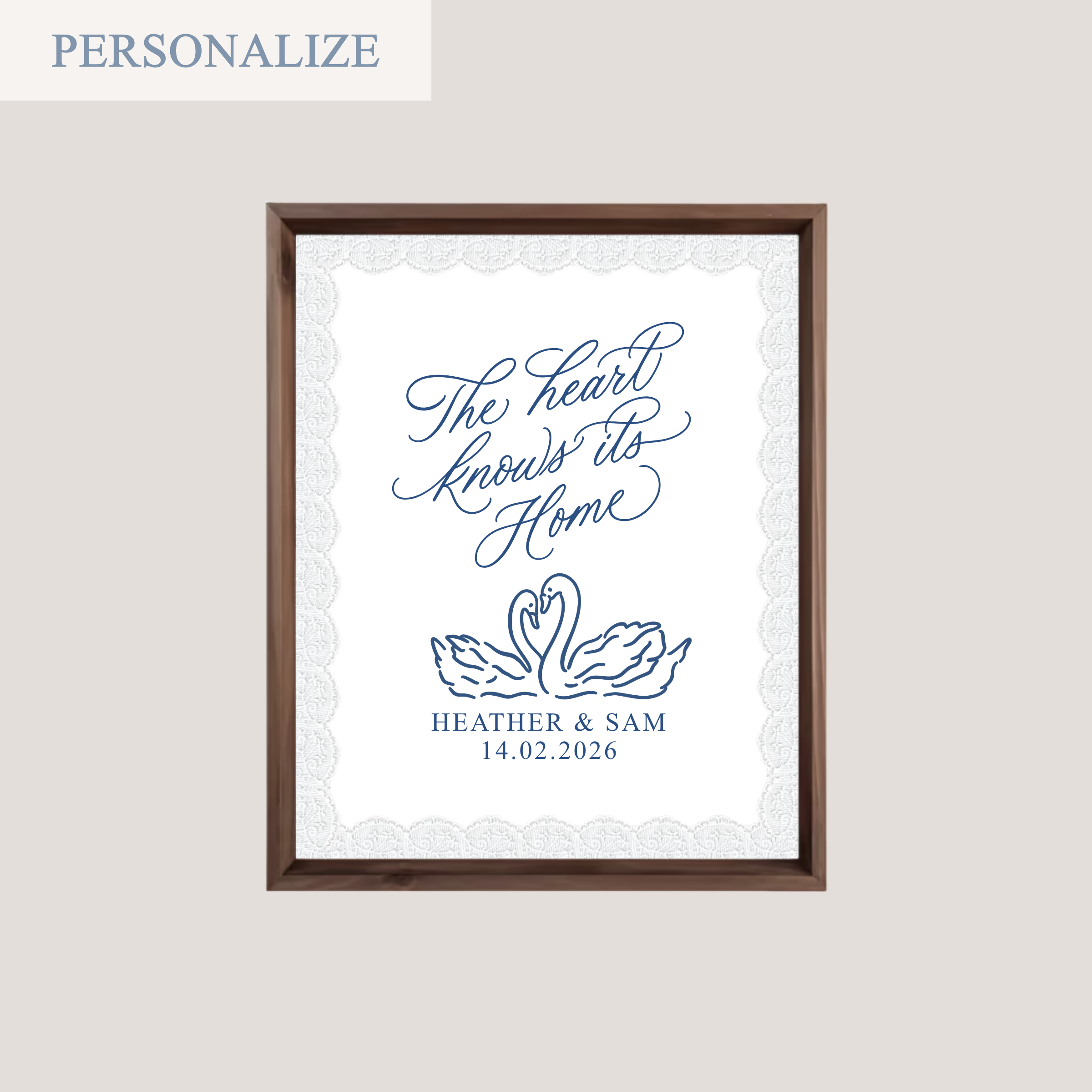 'THE HEART KNOWS ITS HOME' (RECTANGLE FRAME)